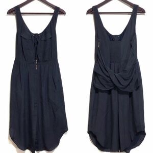 Anthropologie Leifsdottir Navy Blue Silk Cargo Midi Dress SZ 8